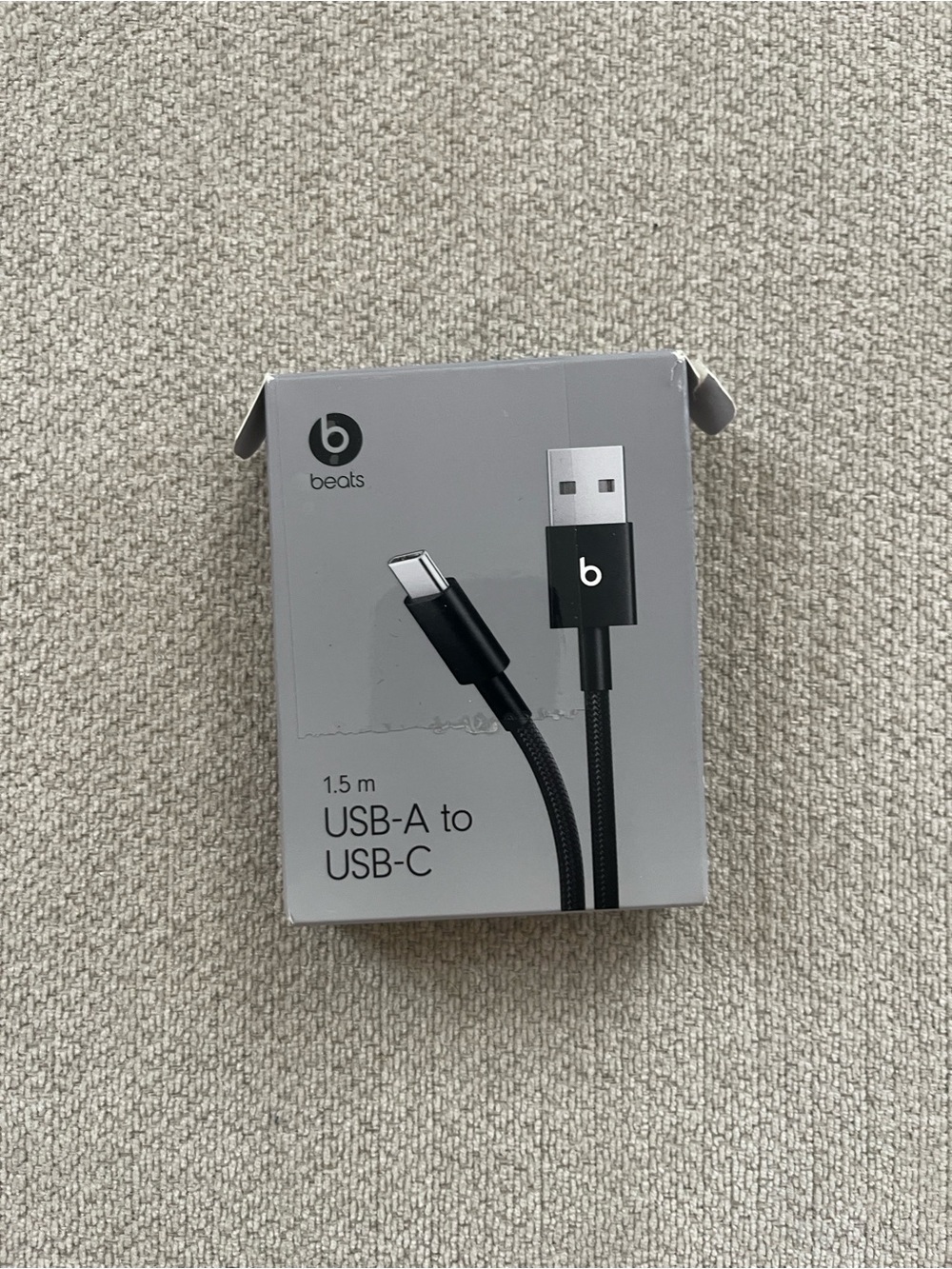 Beats USB-A to USB-C Woven Cable 5ft Bolt Black Braided Charging Cord New - Picture 1 of 6